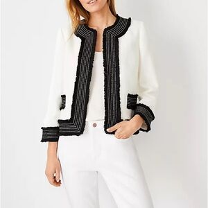 Ann Taylor Ivory and Black Textured Blazer